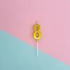 1pc Birthday Candle Golden Number Candle Smokeless Birthday Cake Party Baking Dessert Candle Plug-in Set