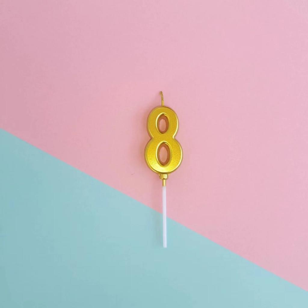 1pc Birthday Candle Golden Number Candle Smokeless Birthday Cake Party Baking Dessert Candle Plug-in Set