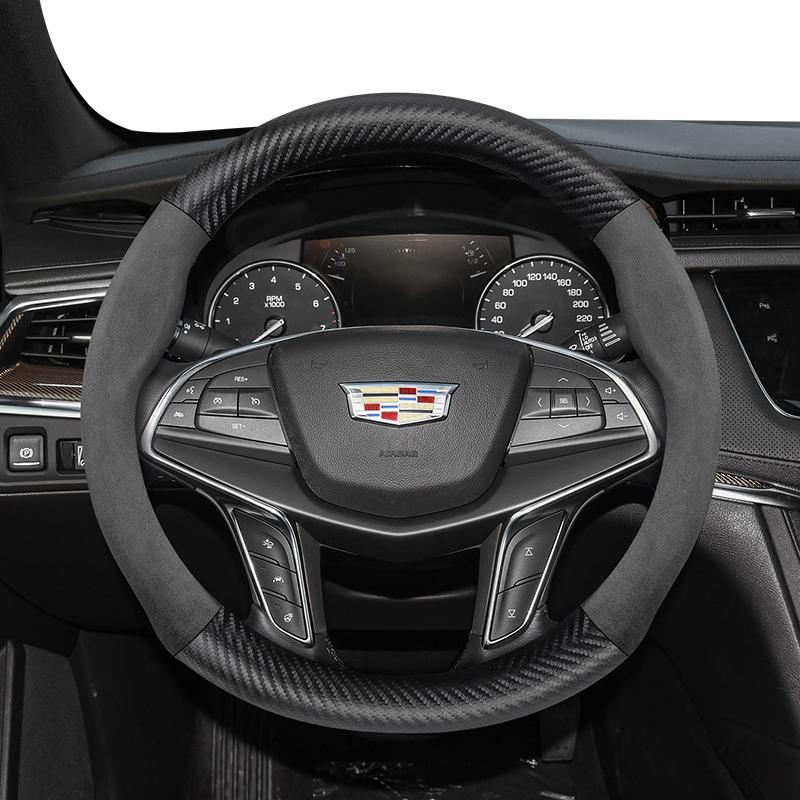 Para Cadillac Funda de Volante de Fibra de Carbono y Gamuza Compatible con ESCALADE ESV CT4 CT5 CT6 XT4 XT5 XT6 LYRIQ ATS CTS SRX XLR