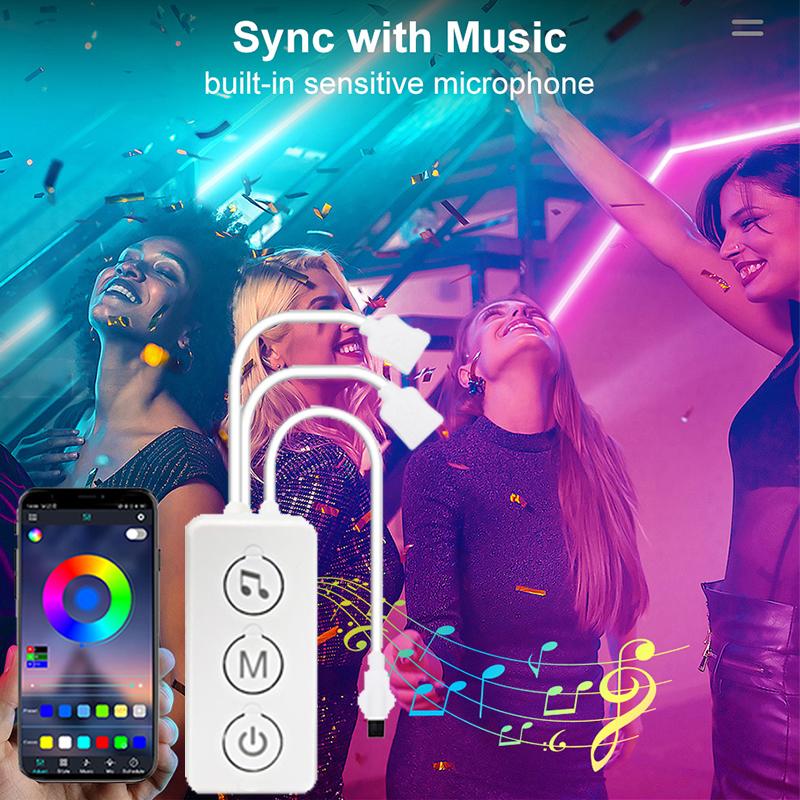 Bluetooth Smart Controler Remote 12V 4 Pin RGB Led Controller Music Sync RGB Led Lights Voice Sensor RGB Controler