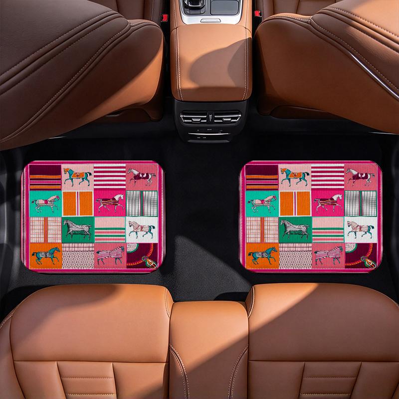 Horse Art Pattern Black Car Floor Mats Full Coverage All-Season Car Mats, XPE Non-Slip And Wear-Resistant Mats Suitable for SUV Interiors, Textured Ca