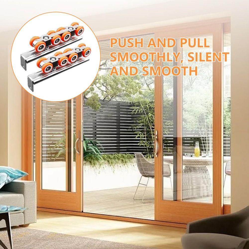 2 PCS Sturdy Sliding Door Track External Rail Sliding Door Carriage Sliding Casters  Glass Doors