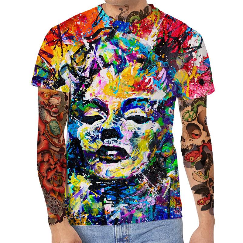 Summer Round Neck 3D Art Print Top Fashionable Casual Short Sleeved Men's T-shirts