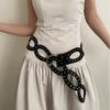 Elliptic Geometry PU Leather Waistbands Hollow Out Rivet Waist Belt  Dress Decoration