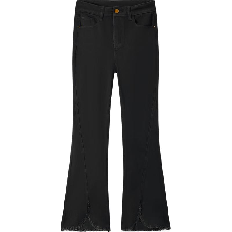 EICHITOO Women s Pure Black Micro-Flare Jeans 27