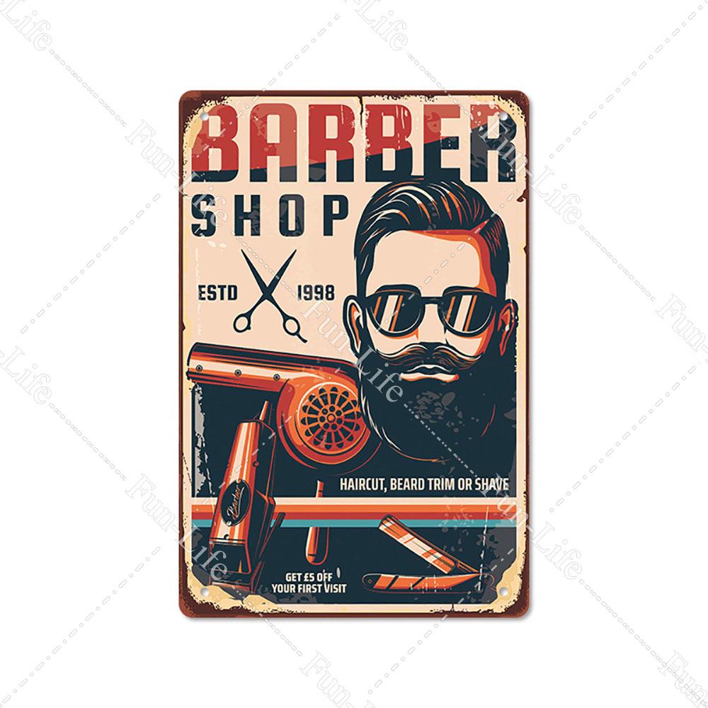 2024 New Barbershop Retro Plate Poster Vintage Home Decor Retro Metal Tin Signs Pub Car Garage Wall Art Home Decor 20x30cm