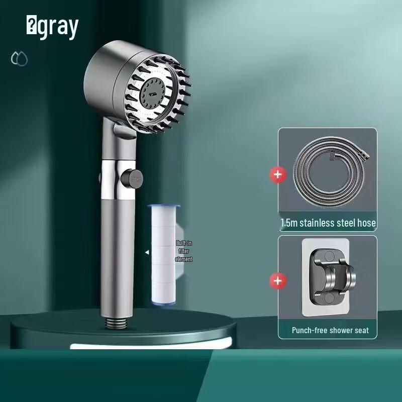 YIXI Pressurized Shower Head with One-Key Stop