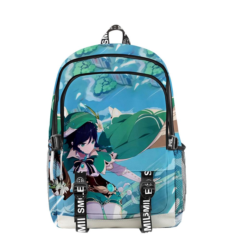 Classico Popolare Genshin Impact Venti Stampa 3D Zaini Scolastici Unisex Oxford Impermeabile Quaderno Multifunzione Zaino da Viaggio