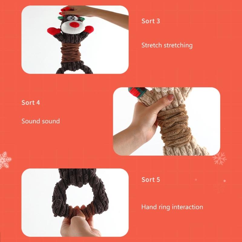 Christmas Dogs Toy Bites-Resist Stuffed Toy Funny Interactive Elasticity Dogs Chew Toy for Outdoor Dogs Tooth Molar Tool