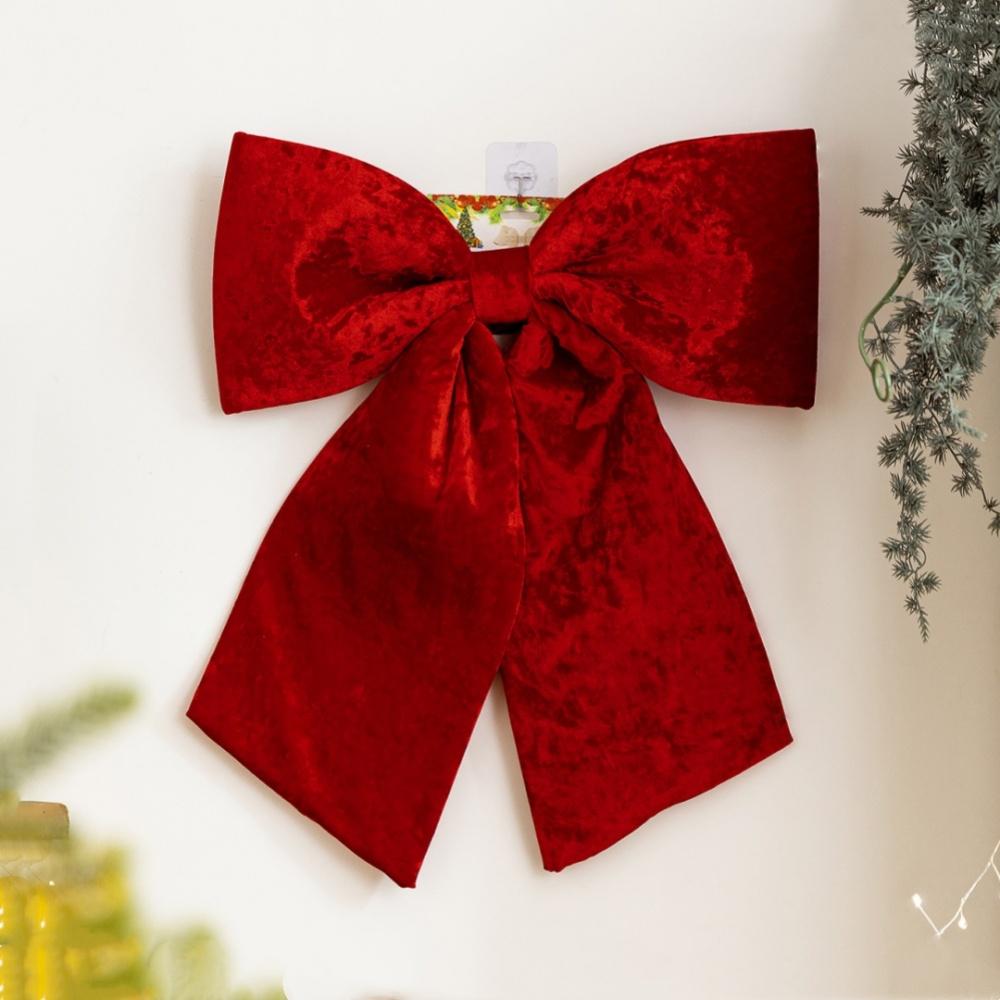 60cm Red Large Velvet Christmas Bows Large Christmas Tree Top Bow Outdoor Decorations Wedding Hanging Pendant New Year Ornament