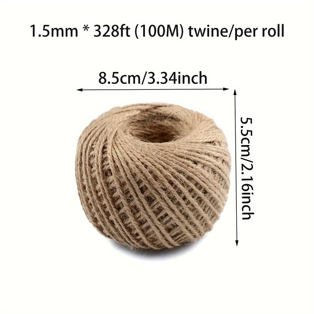Natural Jute Twine 1.5 mm/2.5mm,(100M/28M) Natural Hemp Twine for Craft Gift Wrapping Packing Gardening Arts Decoration Wedding Decor