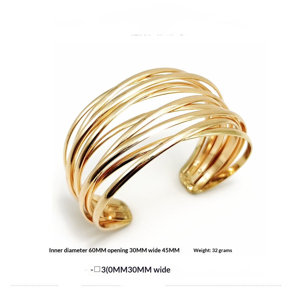 Exquisite klassische Beulenmuster-Öffnungsarmbänder für Frauen, Manschettenarmband, Goldfarbe, Edelstahl, Handornament, Geschenk
