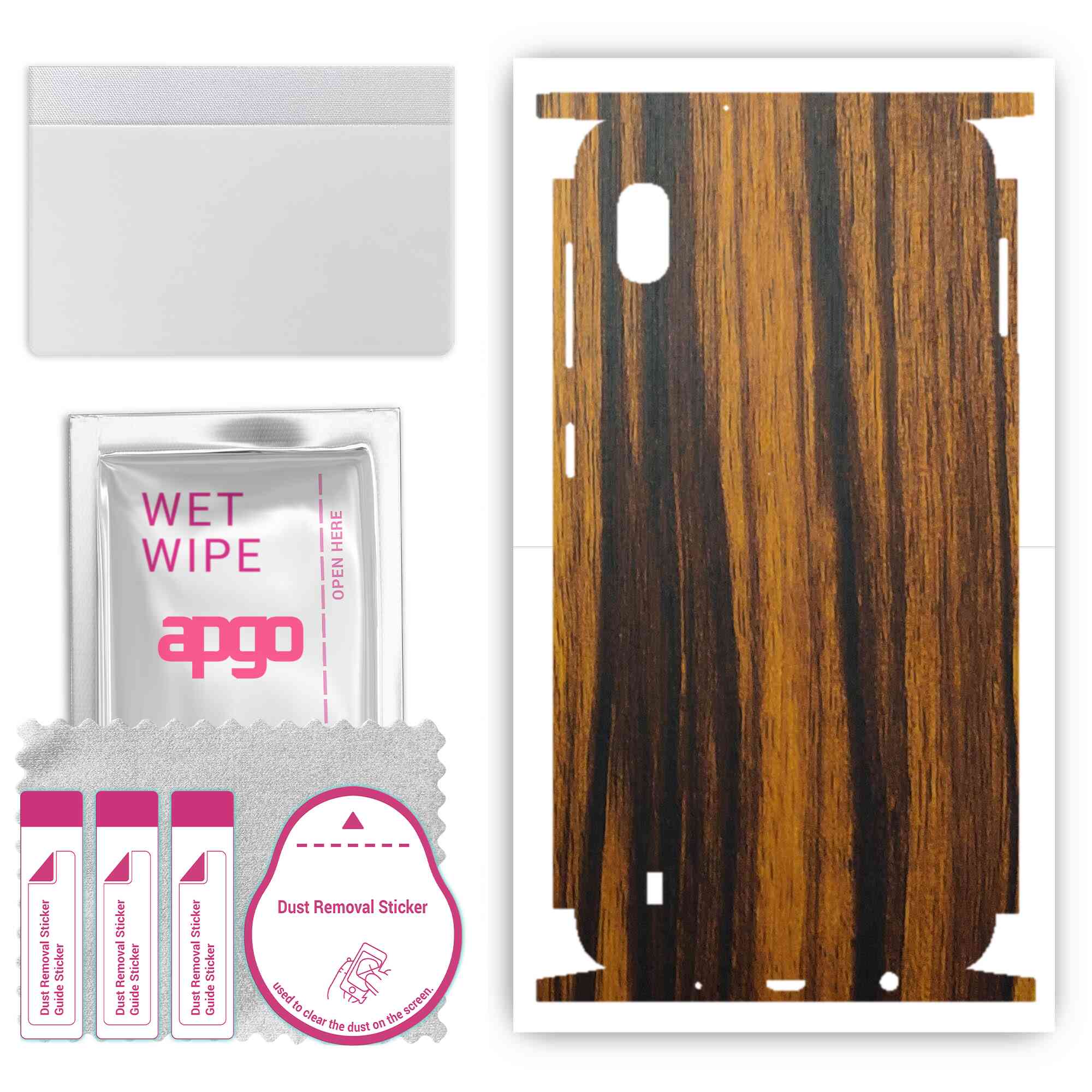 

apgo Protective Skin Sticker for the back+sides compatible with Samsung Galaxy A10, Full Wrap Film, Foil, Vinyl - Pattern Tigerwood