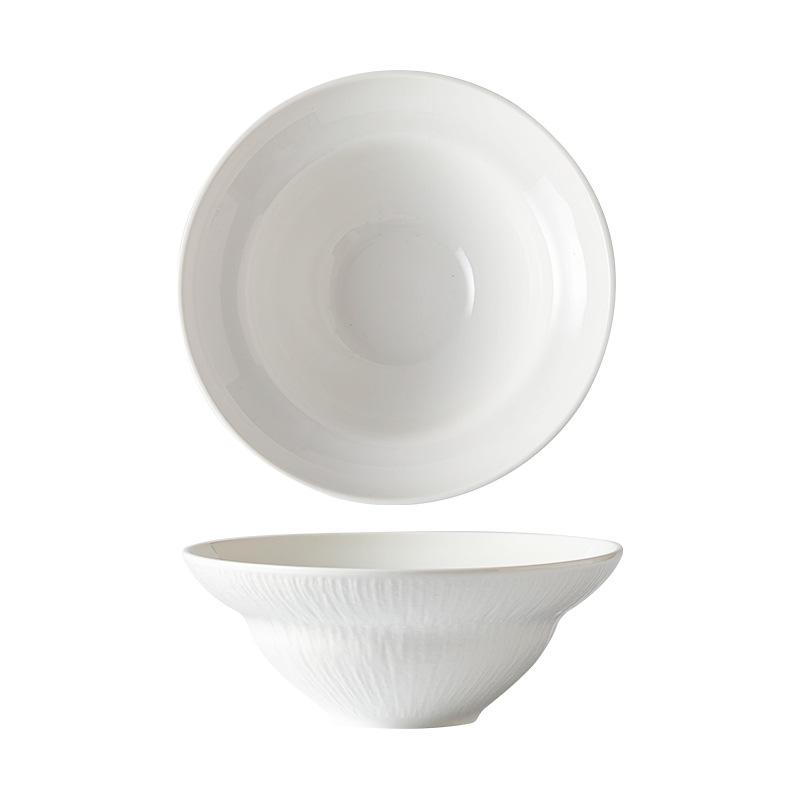 Creative Home Large Soup Bowl, Instant Noodle Bowl, Salad Bowl, High-End Large Soup Bowl, Internet Red White Stone Pattern Ceramic Tableware