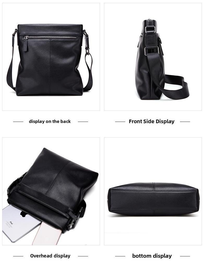 Shihua Eden Men's Genuine Leather Vertical Shoulder Messenger Bag - Trendy Korean Business Casual Backpack