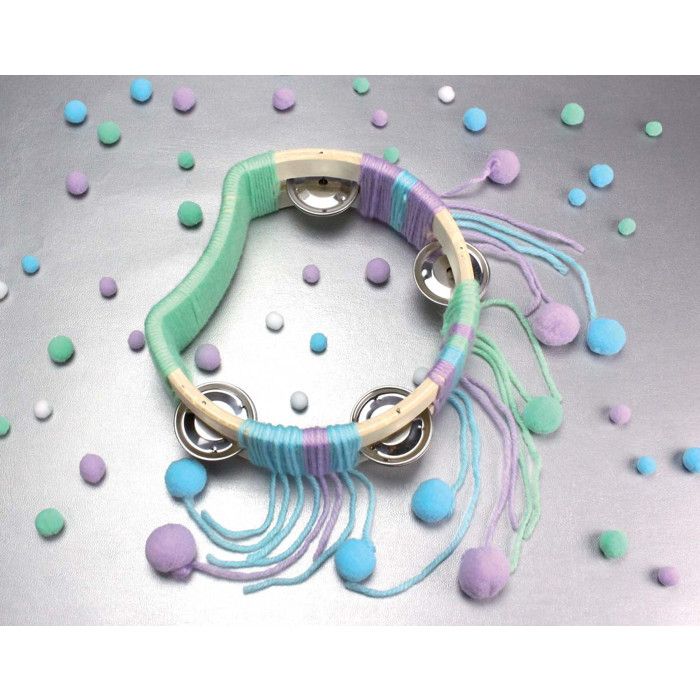 Tambourin en bois demi-lune cymbales 15,5 x 1,5 x 4,8 cm