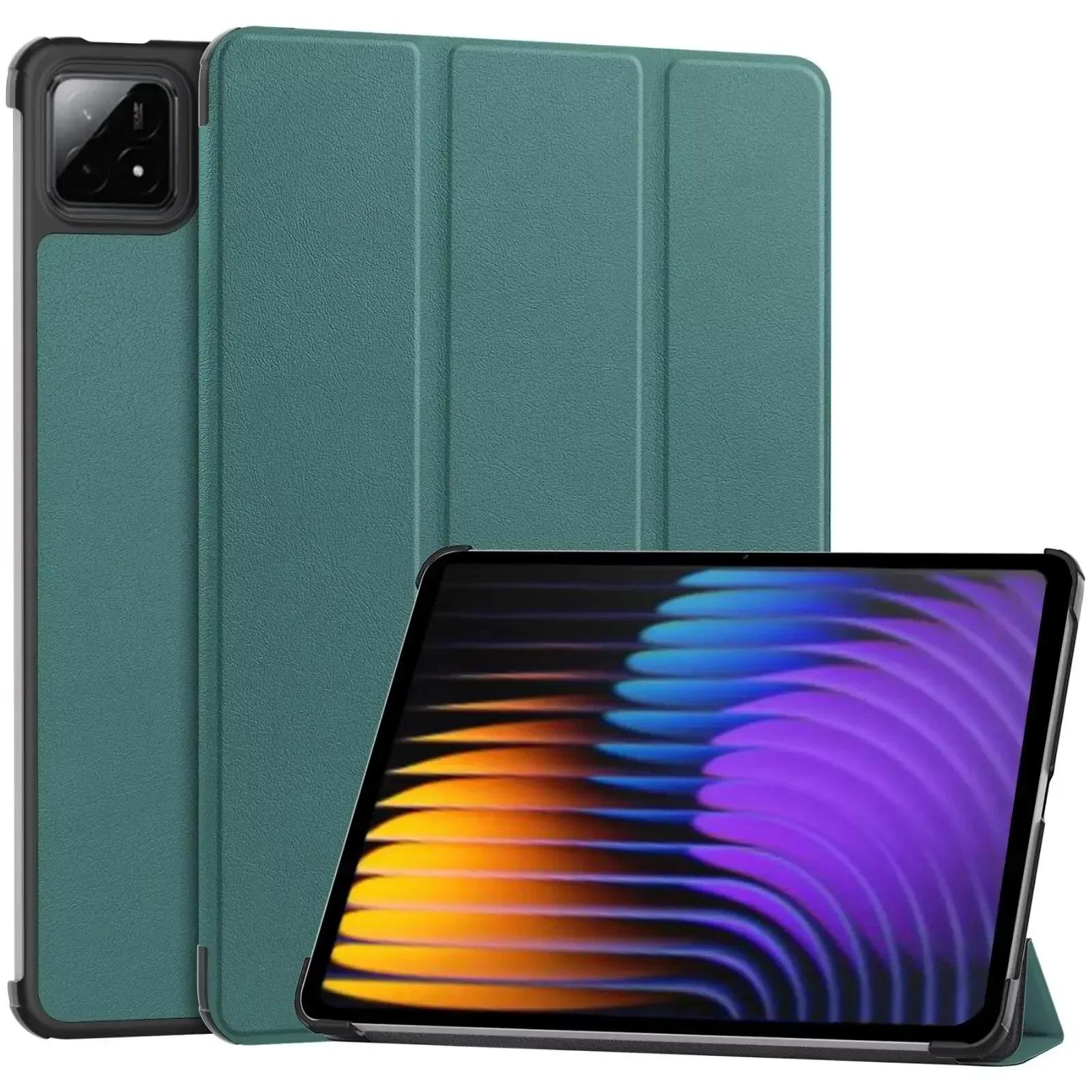 

Чехол для планшета Xiaomi Pad 7 Pro 2024, 11,2 дюйма, магнитная подставка Trifold из искусственной кожи для Mi Pad 7 2024, чехол, чехол, чехол, чехол Xiaomi pad 7 11.2 зелёный