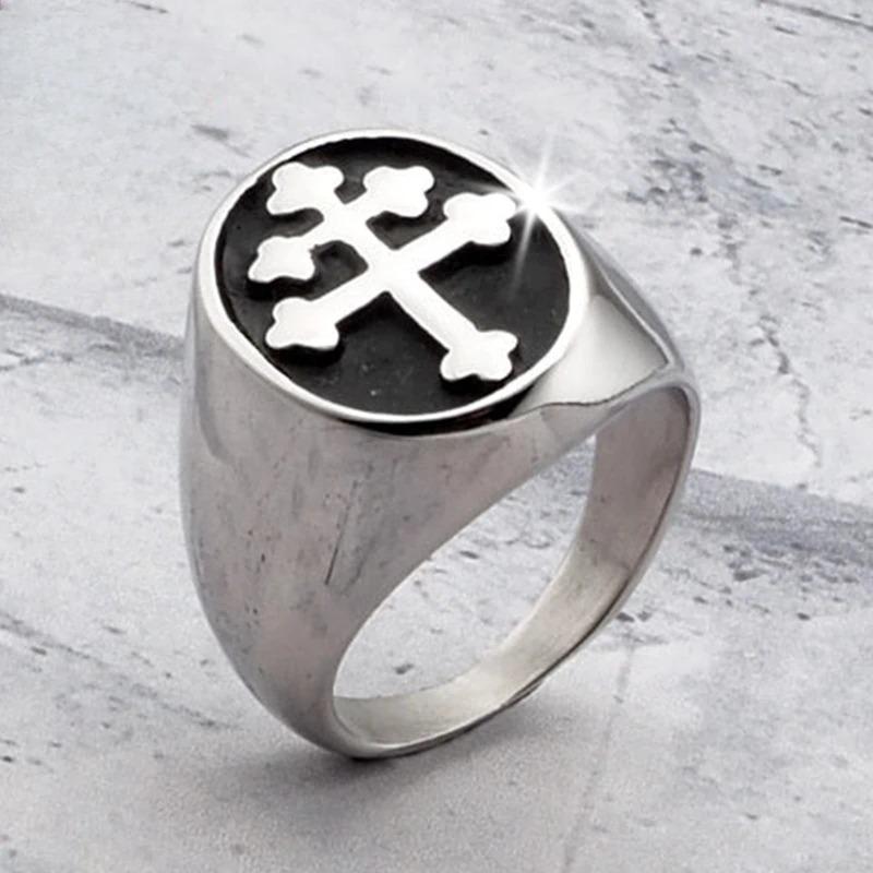 Sterling Silver Punk-style Cross Men's Ring Is A Perfect Gift for Men To Wear As A Ring in Daily Gatherings and Parties