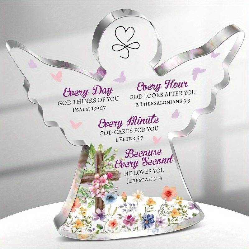 

Christian Gifts for Women Inspirational Religious Gifts for Her Bible Verse Desk Decor Angel Shaped Acrylic Motivational Gift чистый