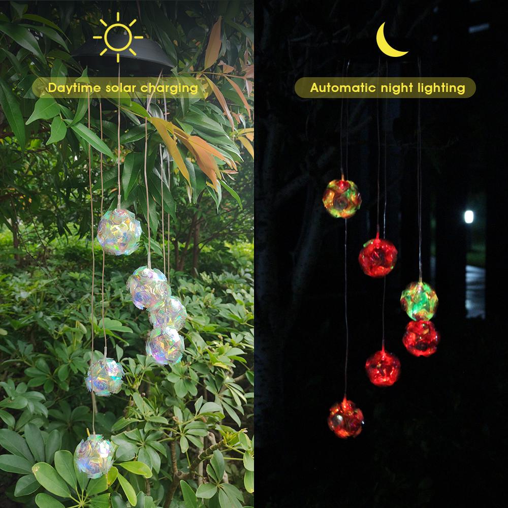 Solar Laser Wind Chime Lights Solar Powered Disco Ball Lamp Landscape Courtyard Lights Waterproof Outdoor Decorative Lamp