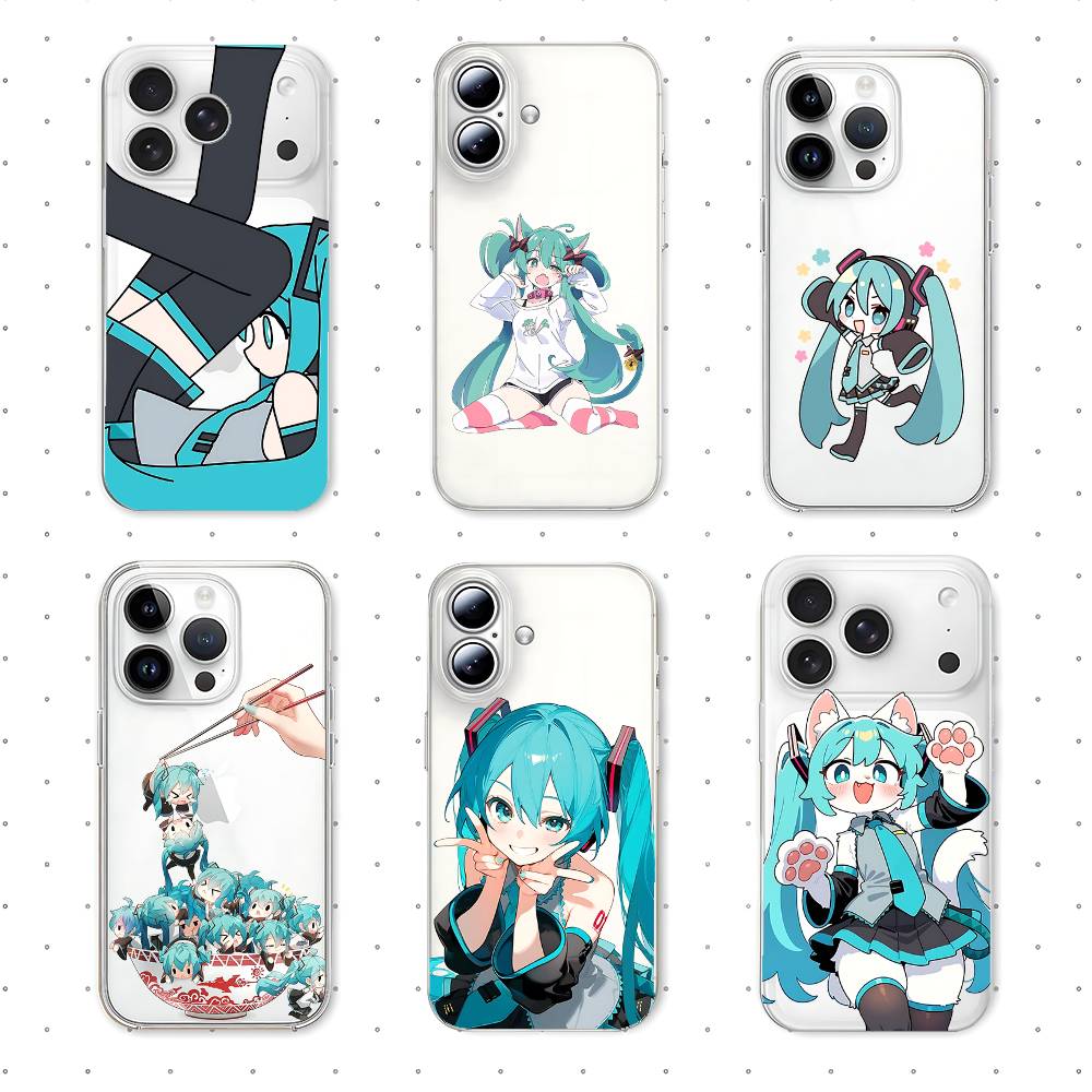 Kawaii H-Hatsune Miku-S Phone Case For Iphone17 16 15 11 13 14 Pro Max 7 8 Plus X Xr Xs Max Se2020 12mini Transparent Cov