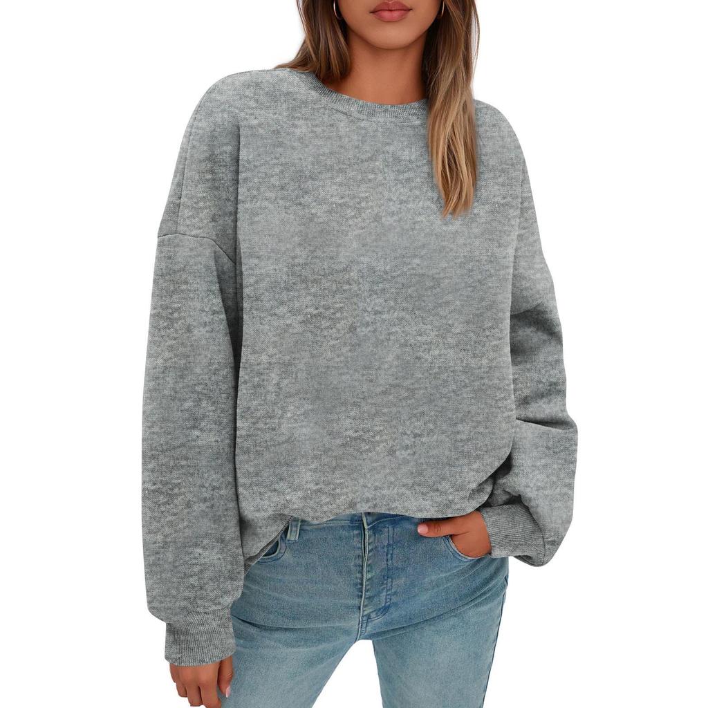 Sweatshirts For Women Oversized Round Neck  Fleece Pullover Casual Long Sleeve Tops