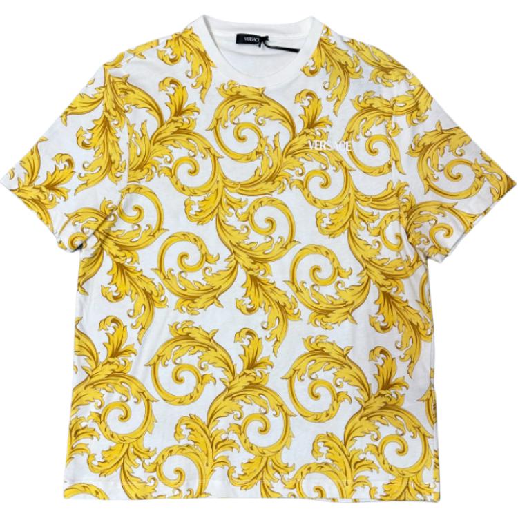 VERSACE T-Shirts Men's White Crew Neck Moderate Straight Fit 1019460-1A14055-5W050