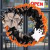 Halloween Holiday Wreath Hanging Ornaments Artificial Wreath for Front Door Farmhouses Garden Yard Halloween Decorations