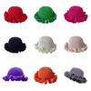 New Colorful Crochet Ruffle Brim Knit Bucket Hats Winter Woman Handmade Stretch Fisherman Cap Outdoor Warm Windproof Beanie Hat