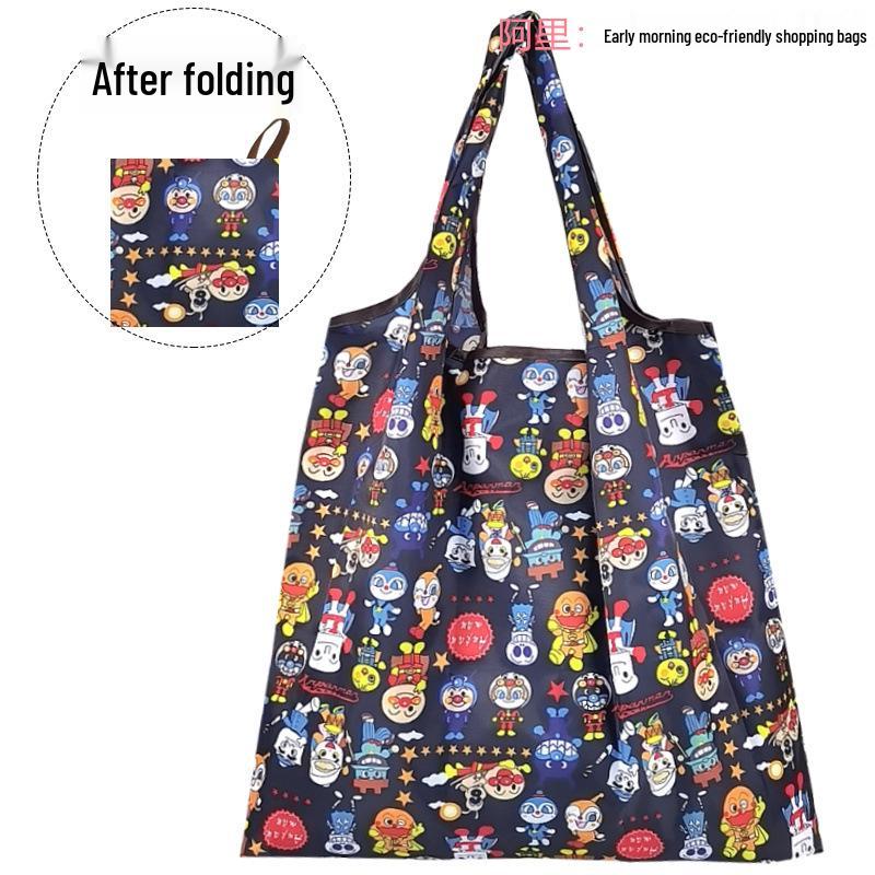 Средняя складная экологичная клетчатая полосатая нейлоновая хозяйственная сумка - корейский стиль