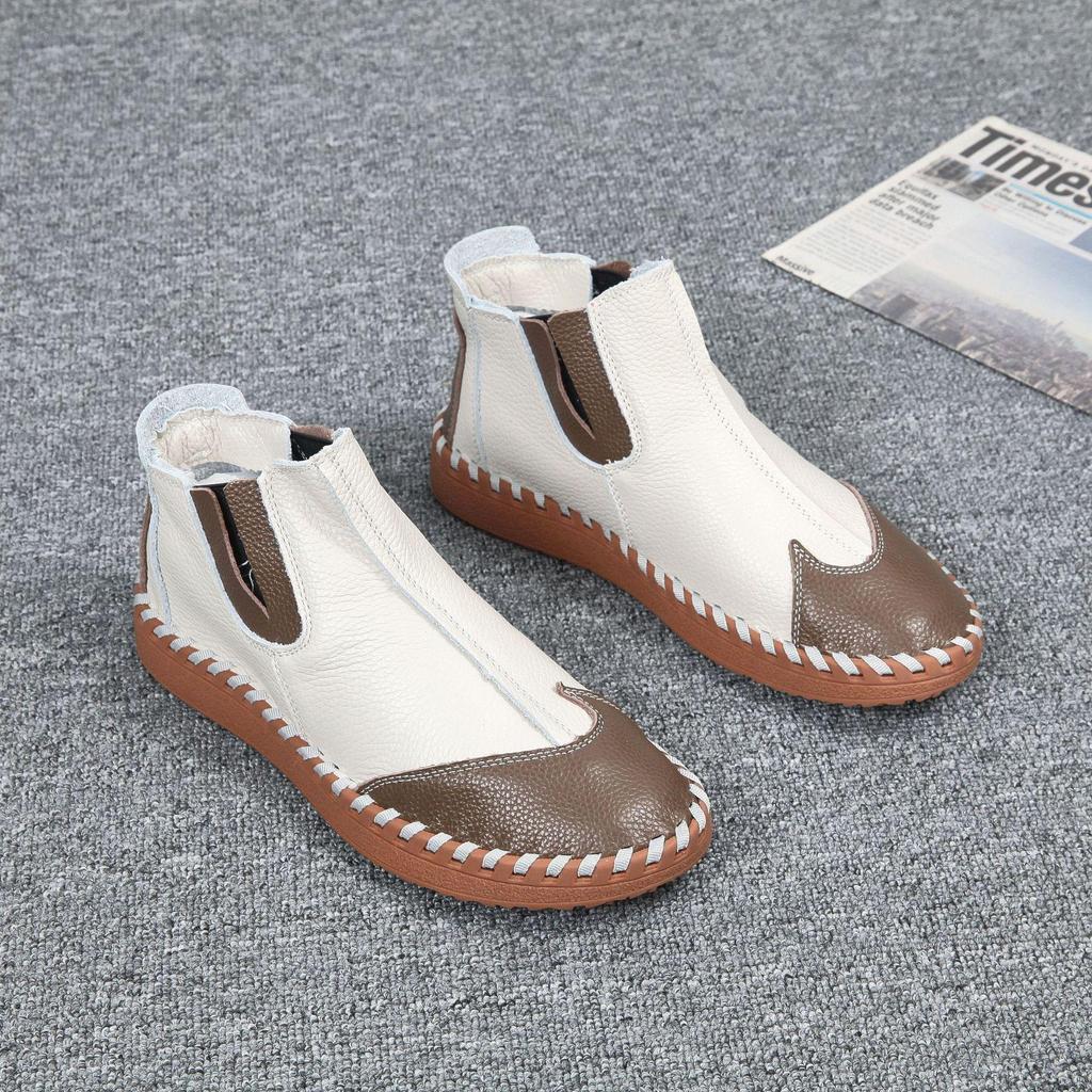 Men's Leather Slip-On High-Top Casual Shoes - Soft Sole, Genuine Cowhide for Autumn/Winter