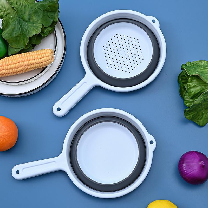 Equipped With A Long Handle Filter Spoon For Washing Vegetables , The Kitchen Can Be Hung With A Large Folding  Basket And Spoon белый