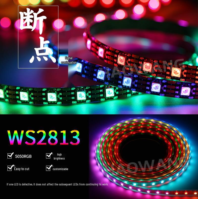 WS2813 Dream Color 5050 RGB LED Strip with Built-in IC Driver and Breakpoint Resume, DC5V