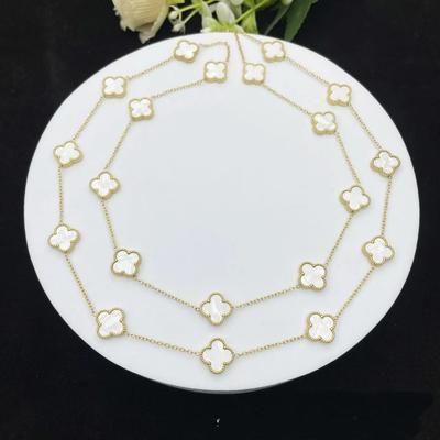 Classic Style Double-Sided 20 Flowers Four-Leaf Clover 18K Sweater Chain Length 90cm Light Luxury High Sense Of Ladies Necklace
