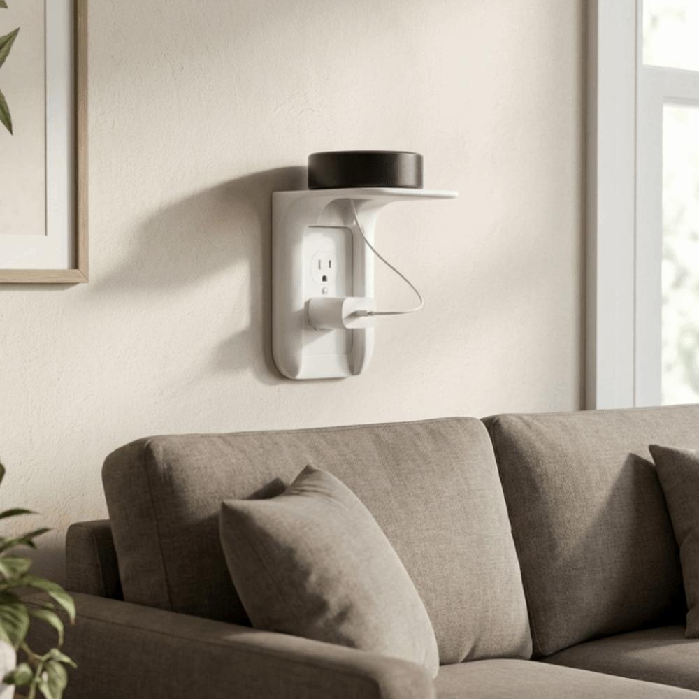 2PCS No Drilling Socket Holder Wall Mounted USB Rack Convenient Wall Outlet Shelf  Office