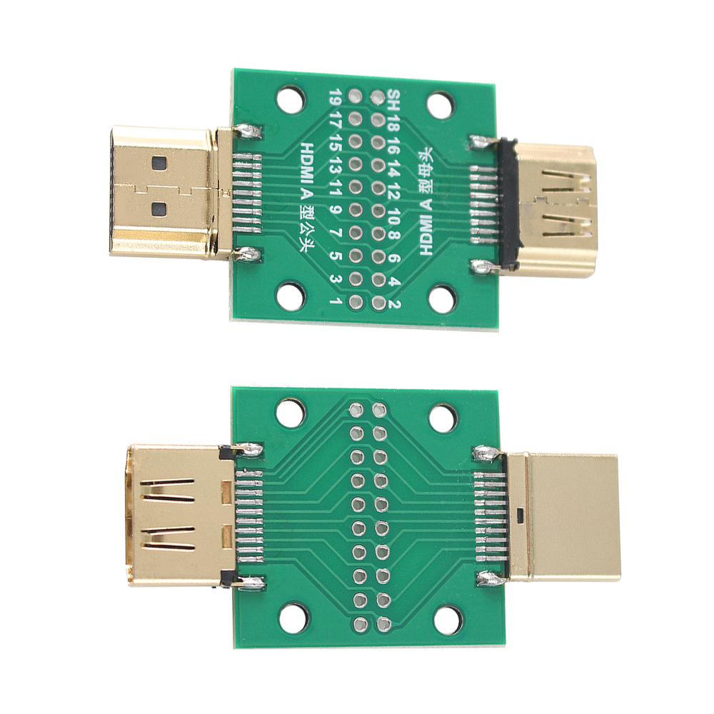 2PCS HDMI Male To Female Test Board MINI Connector with Board PCB 2.54mm Pitch 19/20pin DP HD A Female To Male Adapter Board