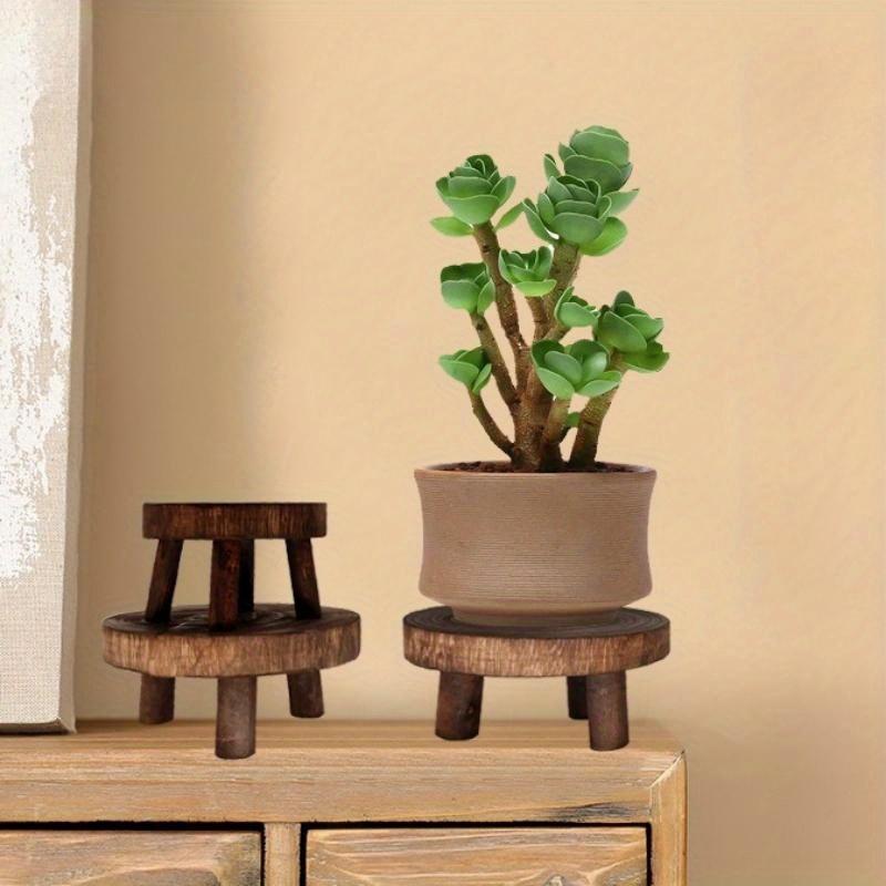 Wooden Plant Stand Flower Pot Base Holder Stool Indoor Outdoor Garden Succulent Pots Tray Flower Display Plant Stand Shelf