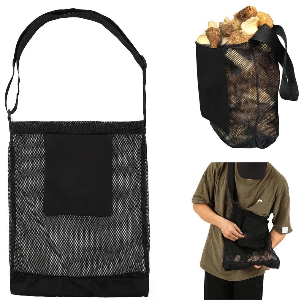Pilzsammeltasche, verstellbarer Schultergurt, Pilzjagdtasche, Futtersuchwerkzeug, Pilzkorb, Netz-Pflücktasche