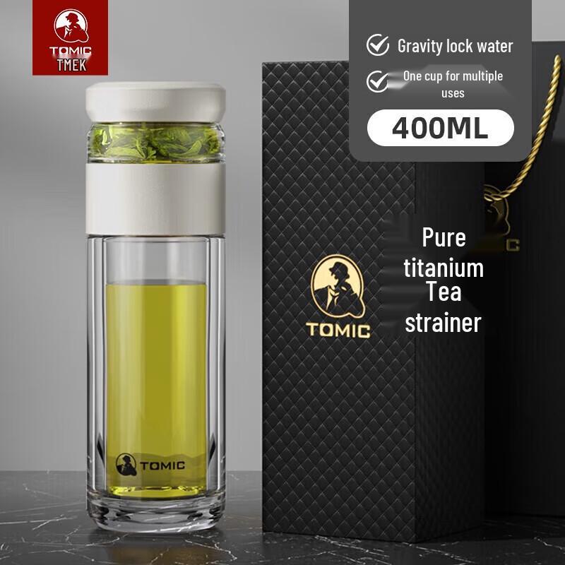 TOMIC Tea Infuser Double-Layer Glass Mug