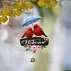 2D Flat Welcome Wind Chime Flower Bird Door Decoration Creative Porch Decoration  Outdoor