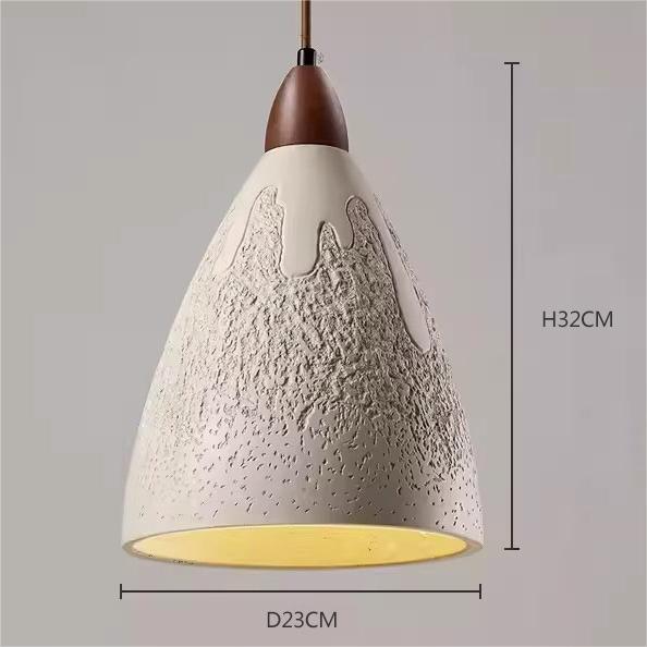 Japanese Wabi-Sabi Yellow Travertine Pendant Light, Retro Mid-Century Style for Bedroom, Homestay, or Restaurant.