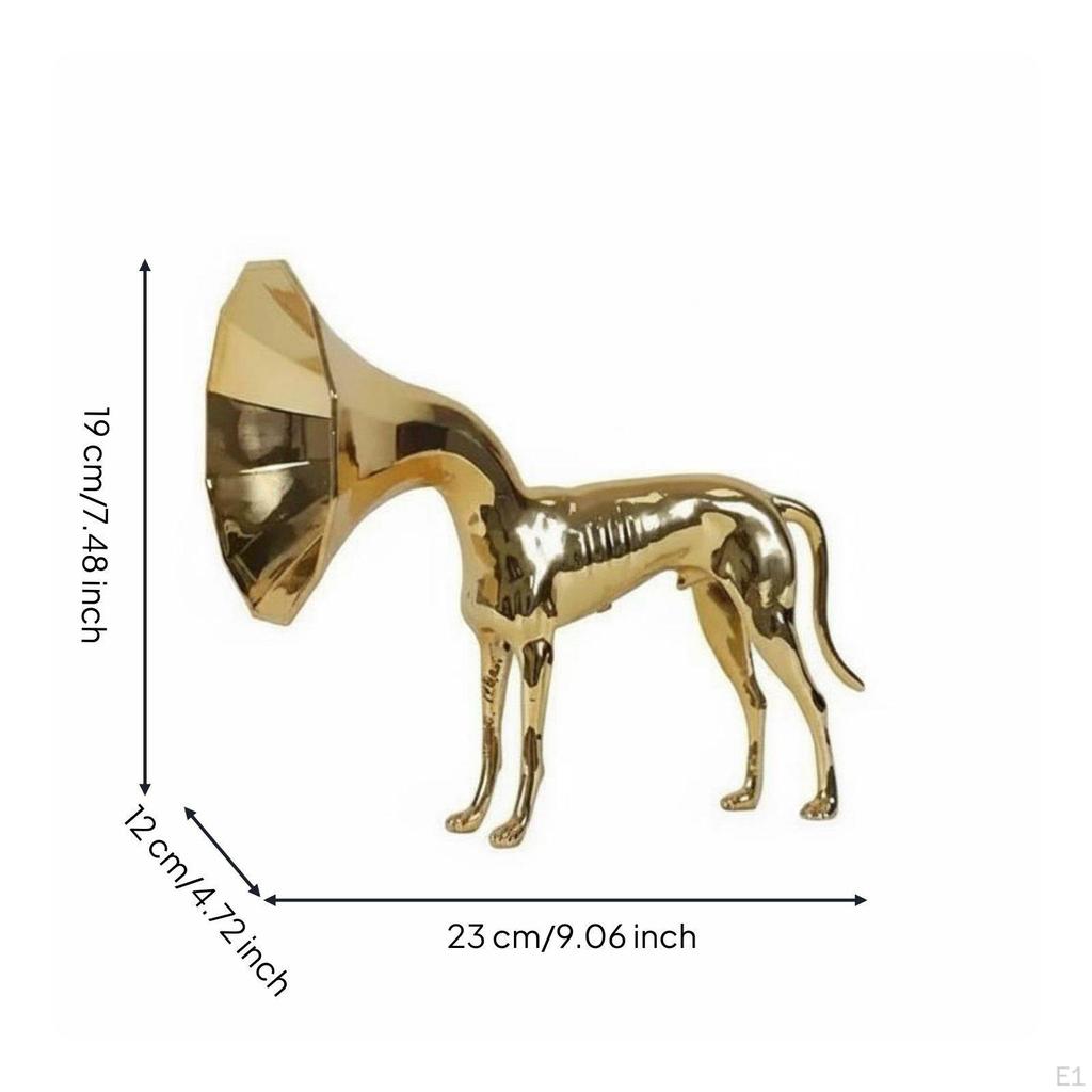 Horned Canine Sculpture Statue Modern Gilded Aesthetic Dog Mirror Finish Home Decor for