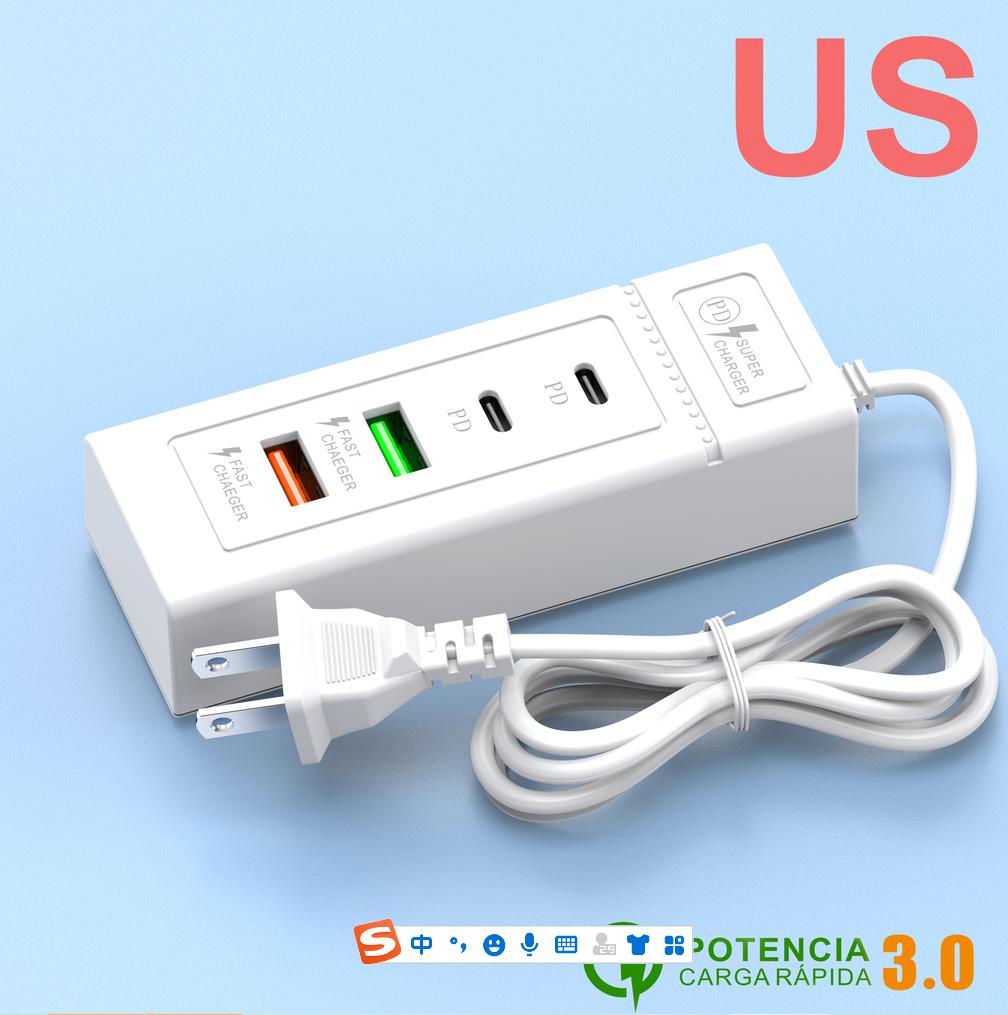 3.1A 4 Ports USB Travel Charger Fast Charging PD Wall Charger For iPhone 16 15 Samsung Xiaomi Mobile EU/US Plug Charging Adapter