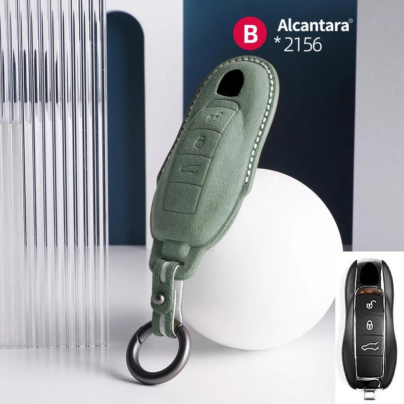 Alcantara Car Key Case Cover For Porsche Panamera Spyder Carrera Macan Cayman Cayenne 911 970 981 991 Accessories