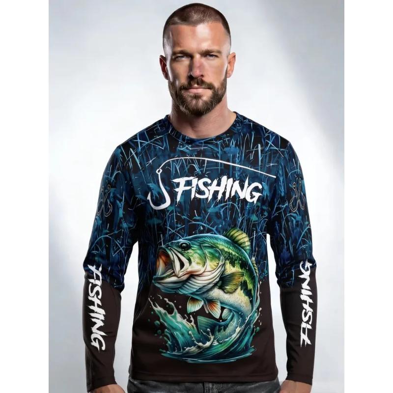 Summer Men's 3D Printed Crew Neck Long Sleeve T-Shirt Fashion Versatile Breathable Trend Casual
