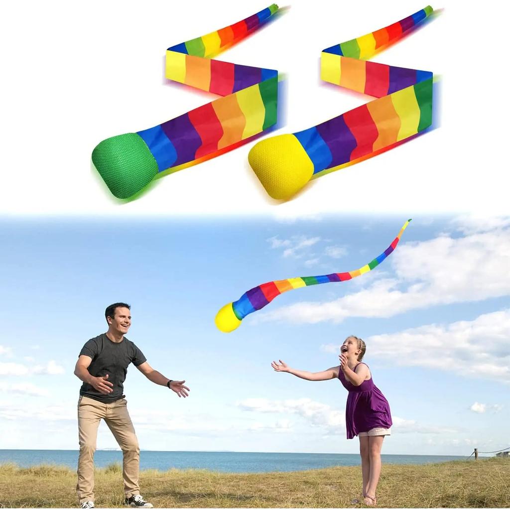 Rainbow Tail Ball Eco-Friendly Fabric Sandbag Meteor Ball Safe Catch Tail Soft Ball Kindergarten School Sensory Training Kid Toy