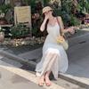 Pure Desire Wind Neck Sleeveless Dress Women's Summer New Seaside Vacation French Halter White Fairy Dress