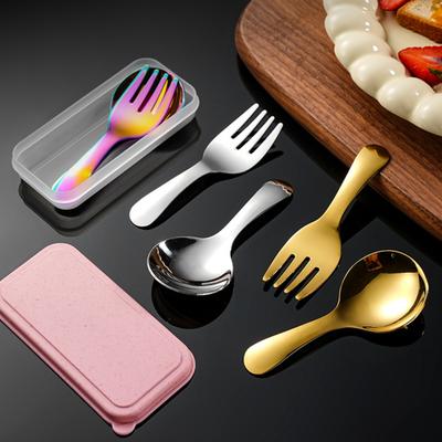 Stainless Steel Fork Spoon Set with Case Travel Utensil Set Ergonomic Handle Portable