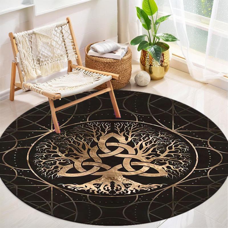 1Pc Tree of Life Circular Print Rug - home decoration Carpet For Living Room Bedroom Flooring Computer Chair Area Rug