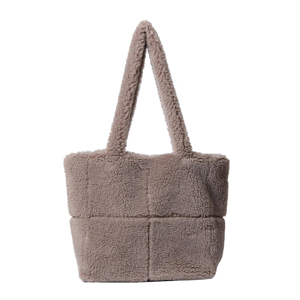 Fluffy Plush Women Underarm Bag Lambswool Large Tote Bag Solid Color Shopper Armpit Bag Ladies High Capacity Square Shoulder Bag